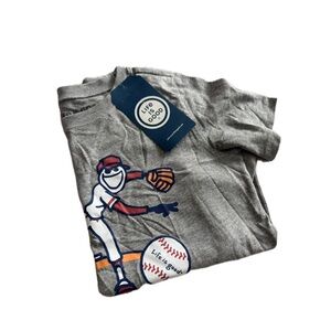 Life Is Good Gray Kids Baseball Graphic Tee